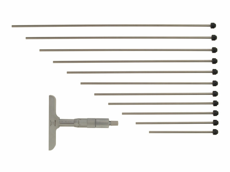 Highly Accurate Mitutoyo Mechanical Depth Micrometer made for taking depth gage measurements in a mechanical micrometer style.