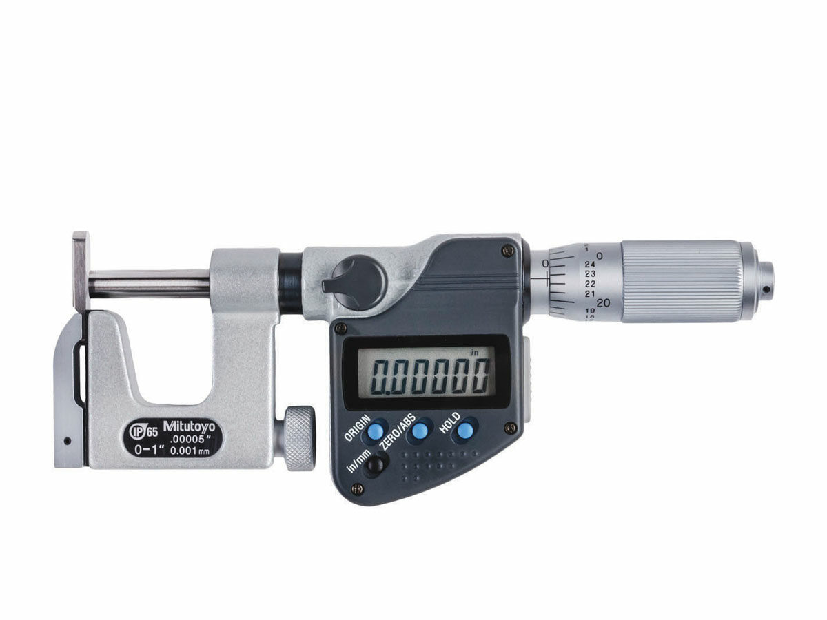 The digimatic Uni-Mike with a clamp to allow for different types of anivls