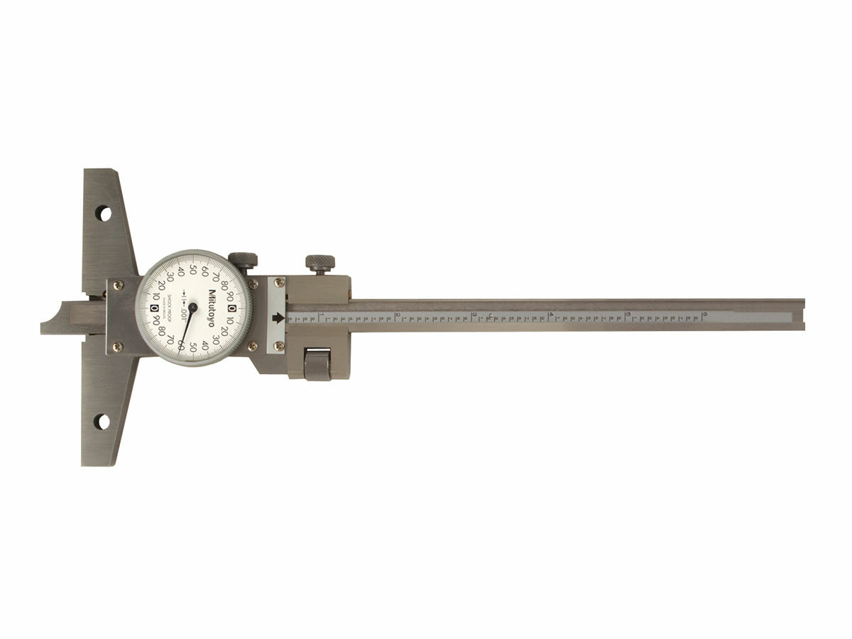 The Dial Depth Gage by Mitutoyo utilizes a dial caliper like body to take depth gage measurements.