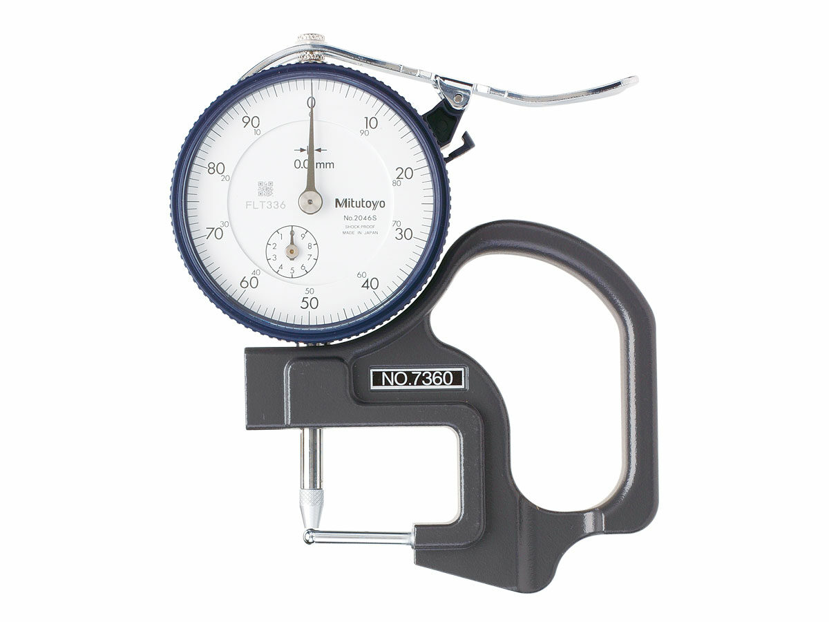 Tube Thickness Gage with a dial that is ready to take thickness measurements