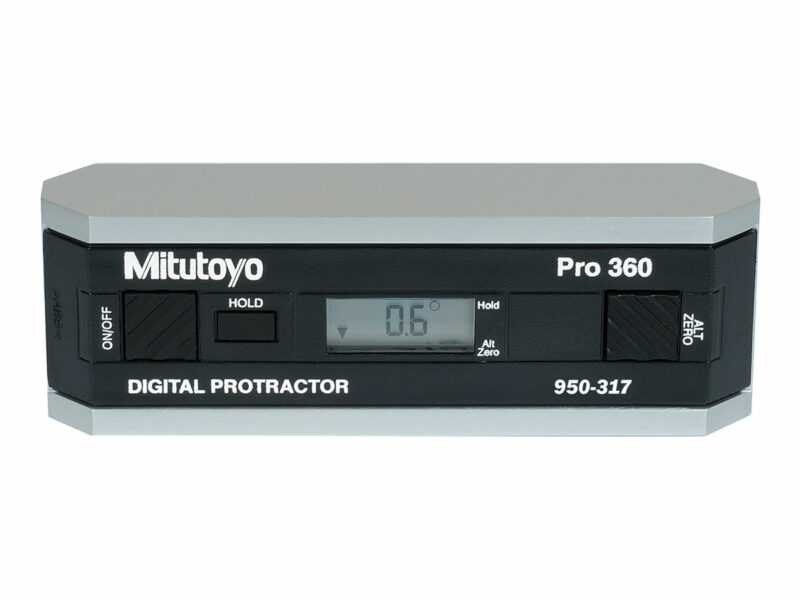 The Mitutoyo Digital Protractor Pro 360 and 3600 uses an electronic gravity sensor powered by the latest low-power electronic circuit technology to make incline measurements on flat surfaces. Visit Mitutoyo.com to learn how to use a digital protractor.